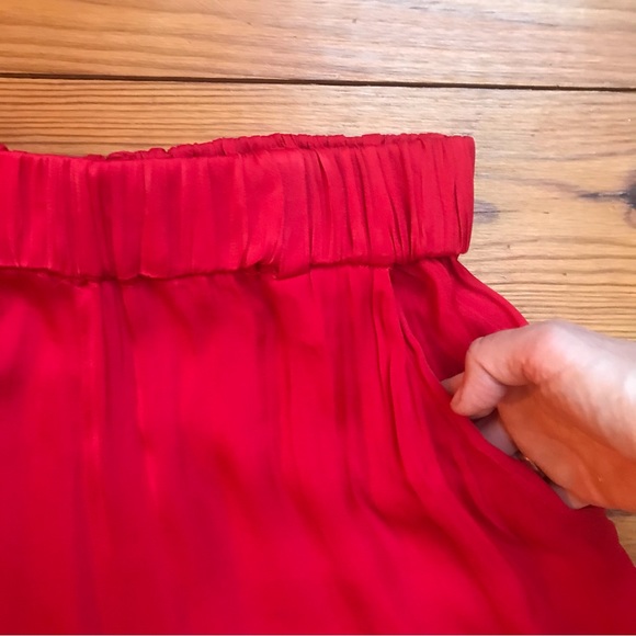 Zara Trafaluc Red Flowy Wide Leg Pants, EUC, S - Picture 4 of 12